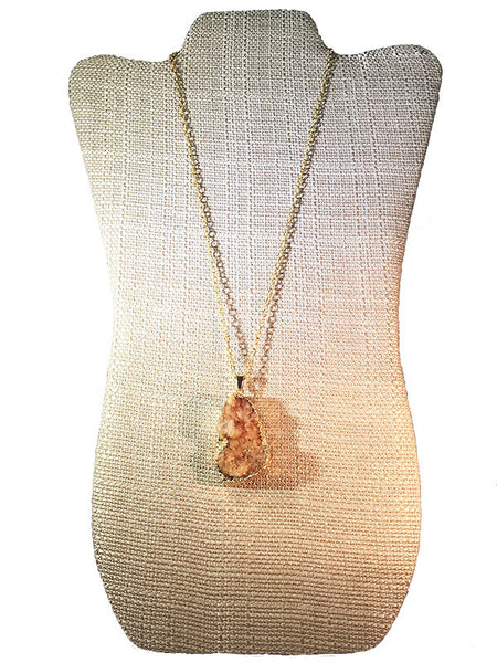 Peach Druzy Necklace