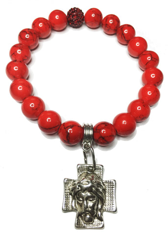 Red Turquoise Cross Bracelet