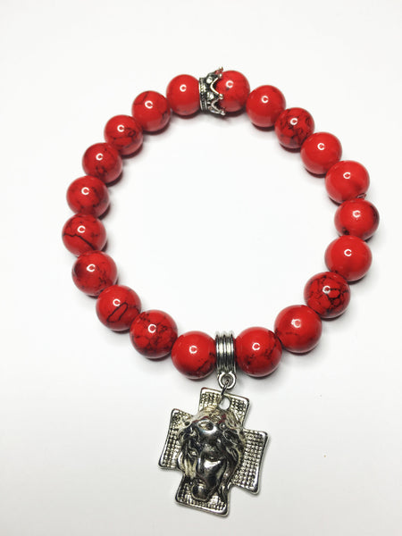 Red Turquoise Cross Bracelet